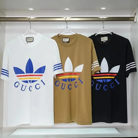 Adidas striped letter print round neck short sleeves-2809